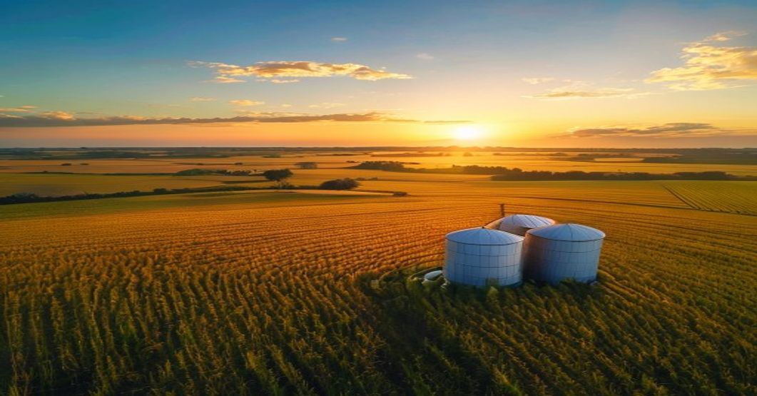 Lavoura de soja com silos em Rio Verde, capital do agronegócio em Goiás