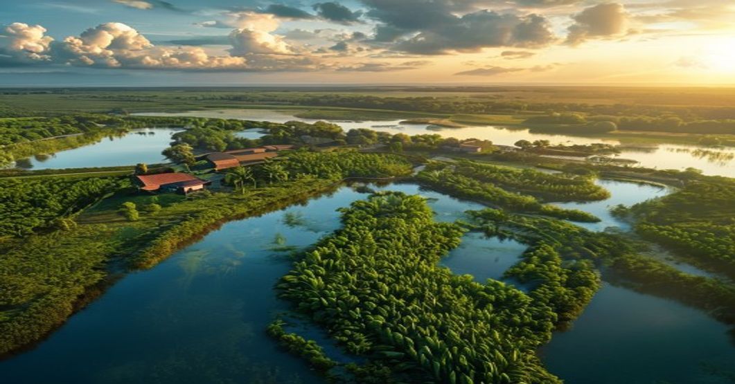Plantação de cana e reservatório em Santa Helena de Goiás — perícia rural e ambiental